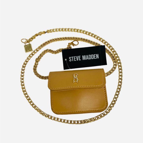Steve Madden Micro Belt Bag Tan w/ Gold Chain – M/L – NWT